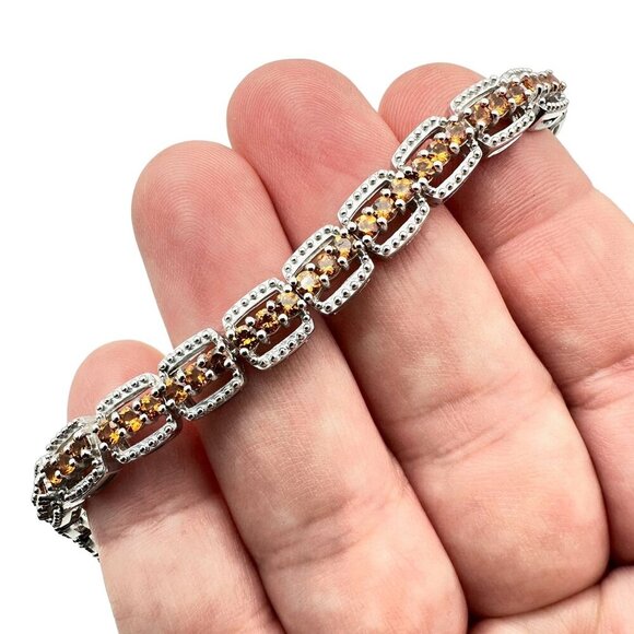 JTV BBJ Womens Bracelet Sterling Silver Orange Citrine Tennis 22 Grams - Picture 4 of 8